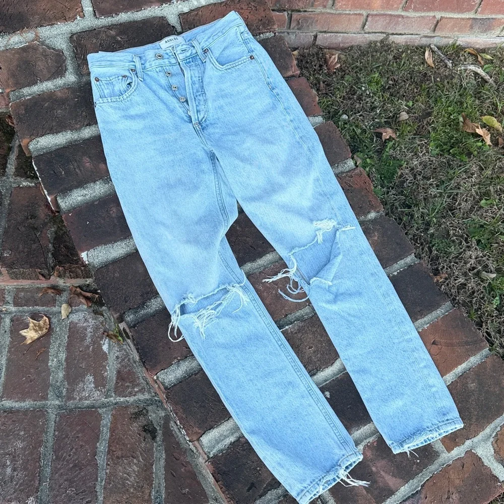 Agolde distressed Straight leg button fly Jeans - Picture 6 of 8